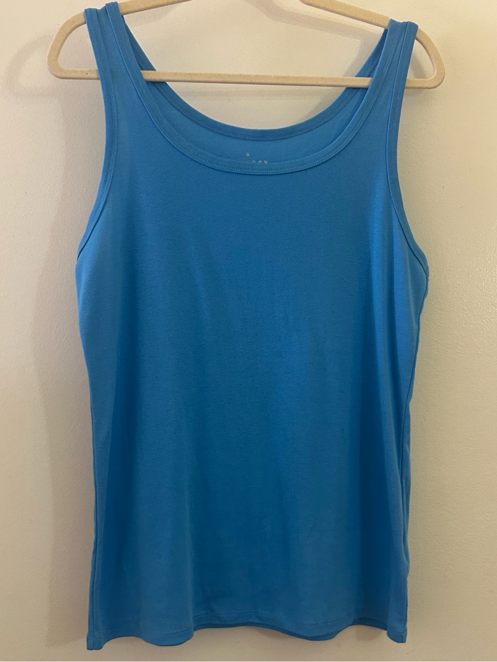 A New Day Classic Fit Tank Top Crew Neck Cotton Blend Blue Sleeveless Large / L